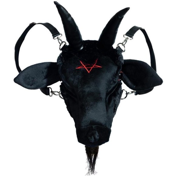 Kreepsville 666 Handbags - NWT Kreepsville 666 Goat Head Baphomet Plush Purse Backpack Womens Baphomet (17)